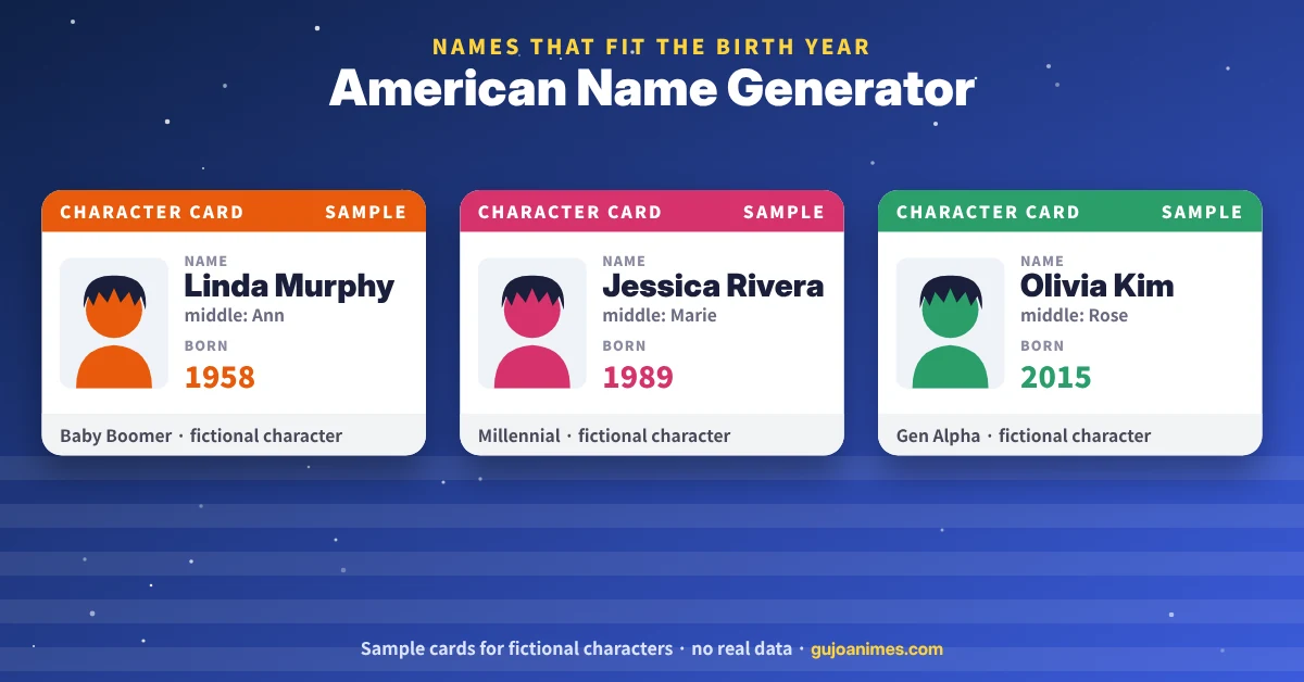 American name generator with names by birth year