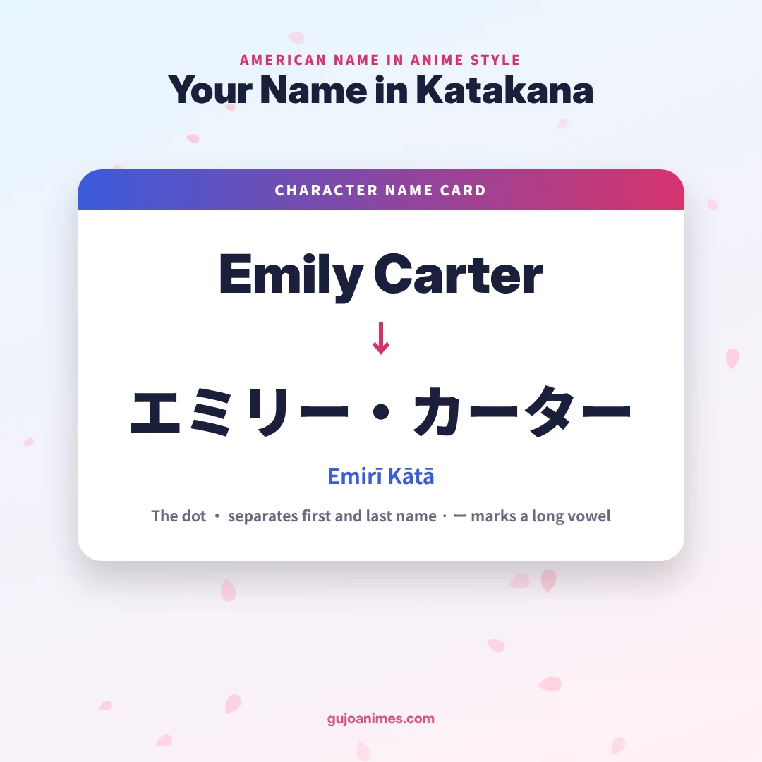 American name written in katakana for an anime character