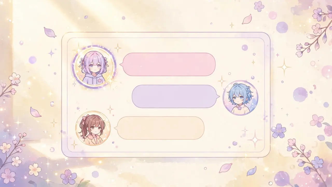 Anime Discord PFP ideas illustration of chat avatars in circles on cream background