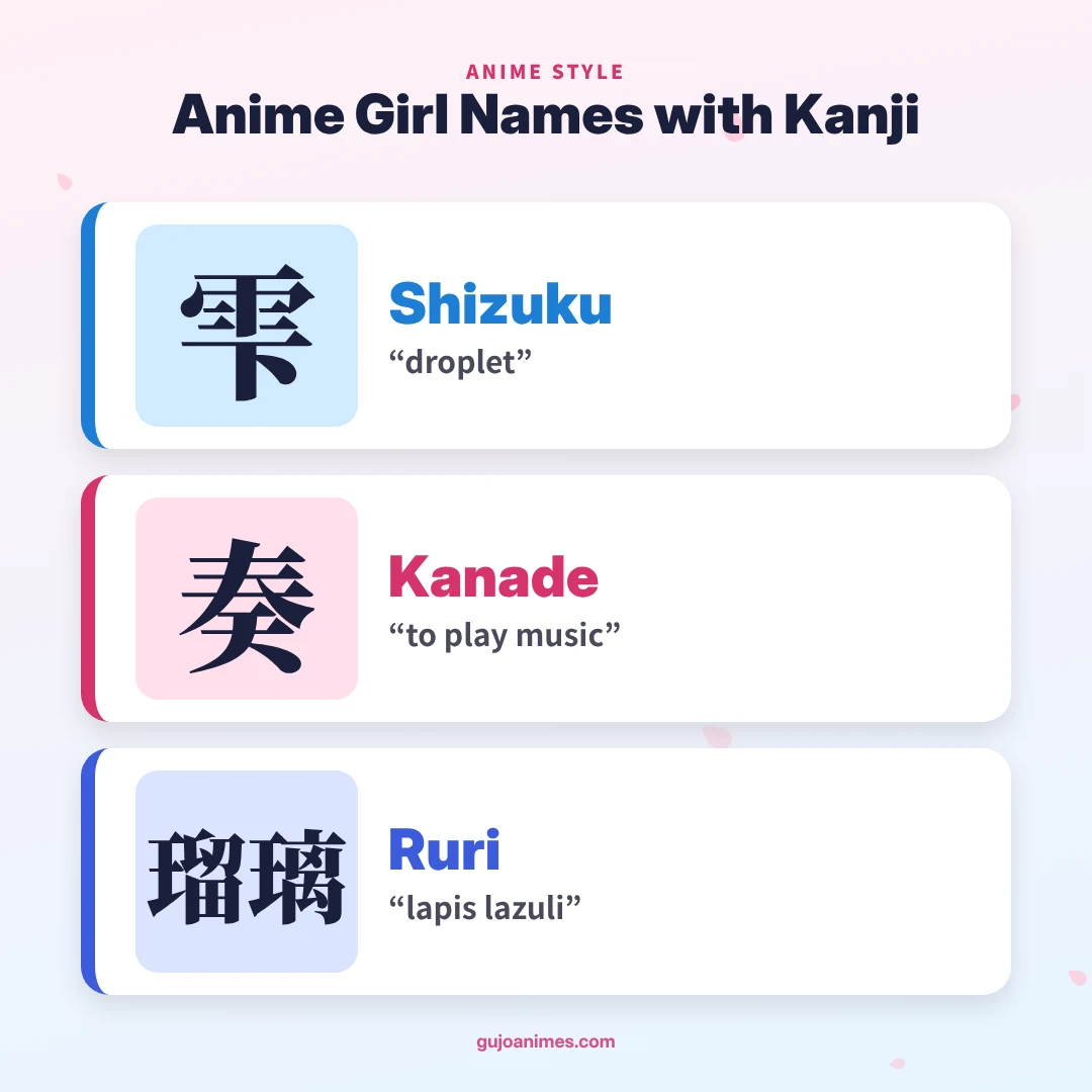 Anime girl names with kanji meanings