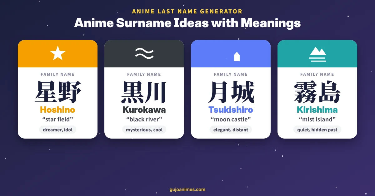 Anime last name ideas with kanji meanings