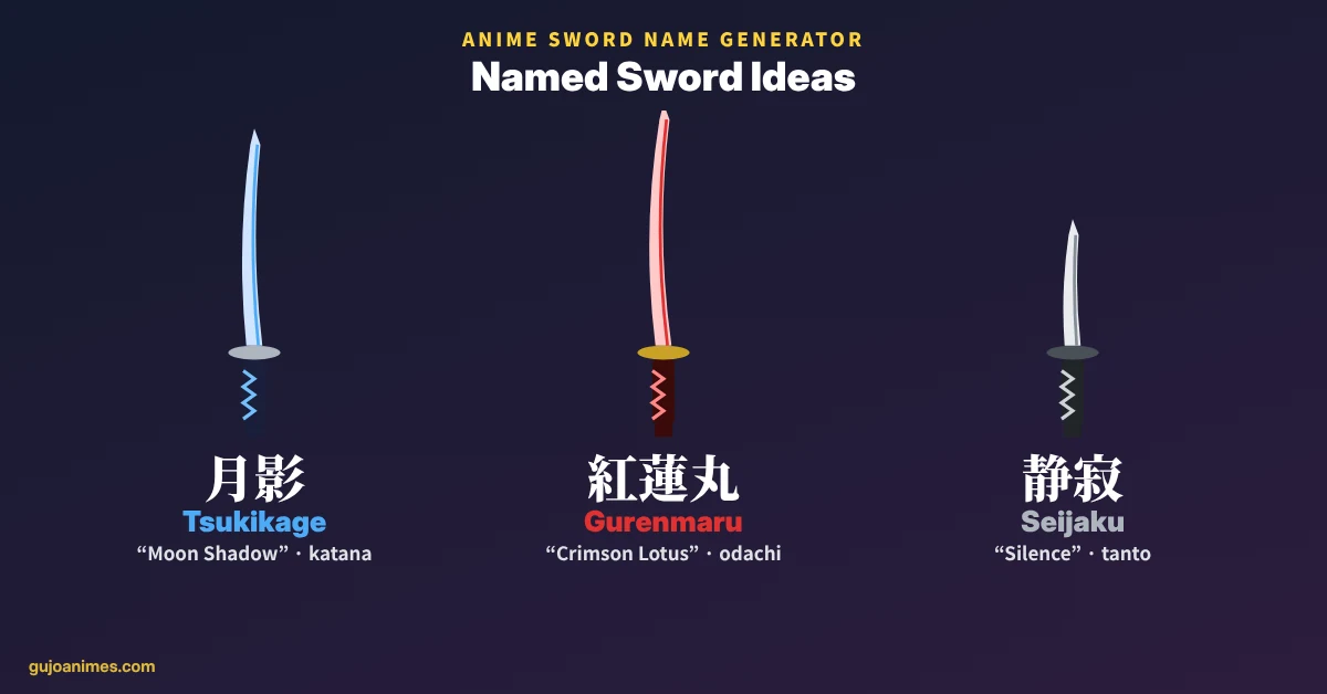 Anime sword name ideas with Japanese meanings