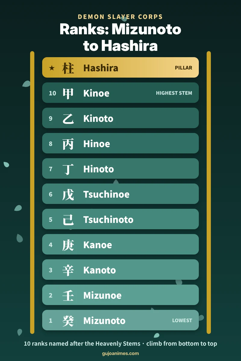 Demon Slayer Corps ranks from Mizunoto to Hashira