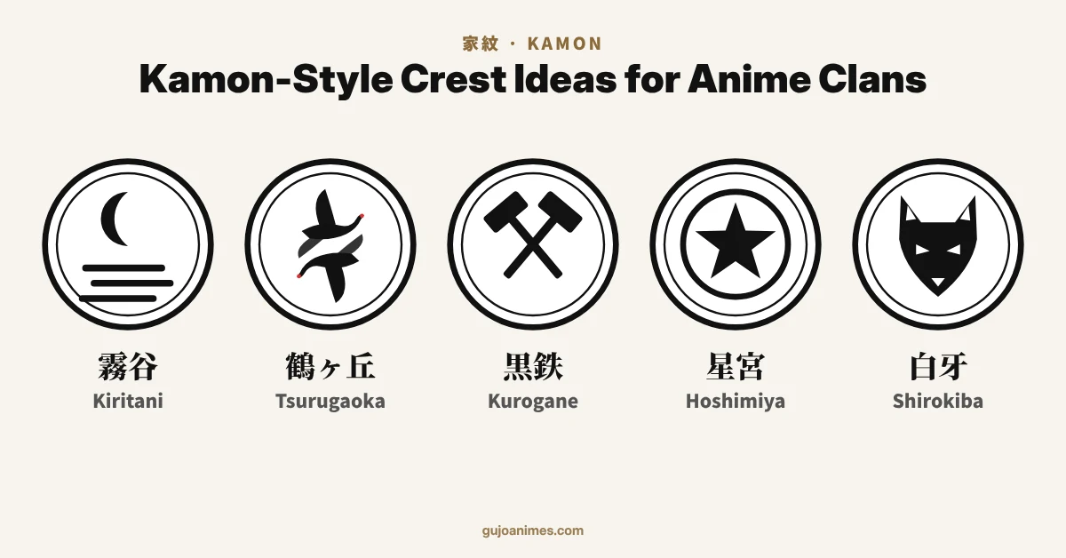 Japanese kamon-style crest ideas for anime clans