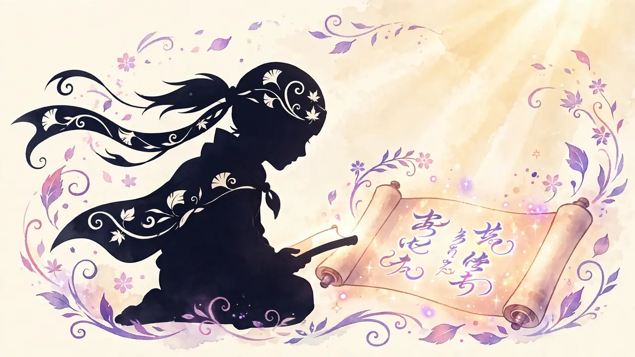 Naruto name generator art with an original anime ninja on a cream background