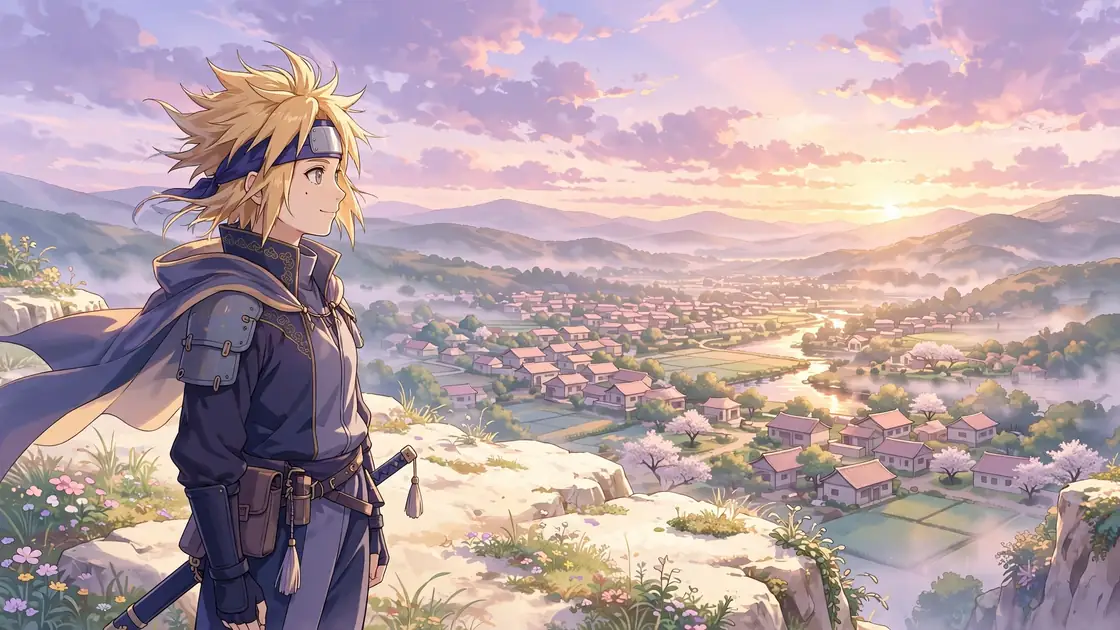 Which Naruto character are you quiz illustration with an original anime ninja overlooking a village