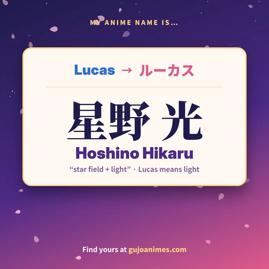 Your anime name share card example